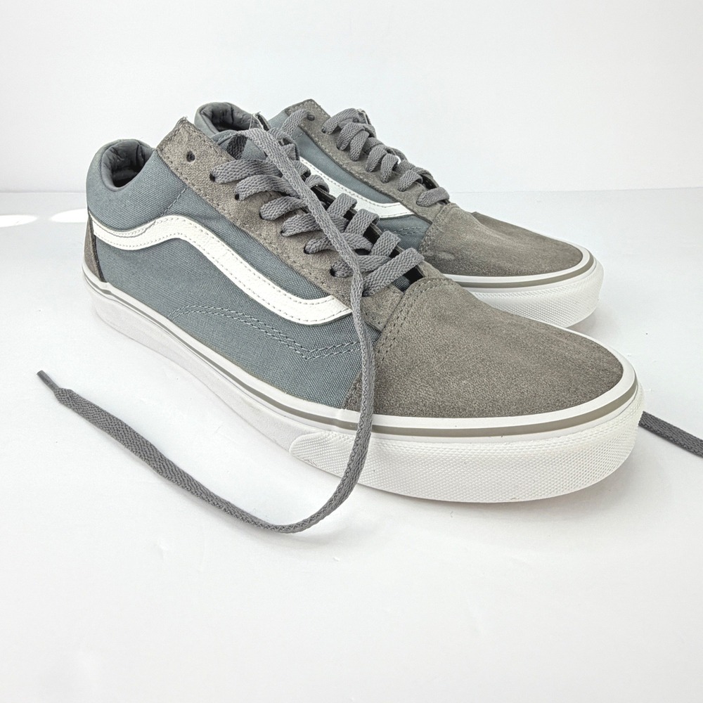 EUC Vans Old Skool Mens Sz 10 Gray Suede Canvas Lace Up Skate Shoes Sneakers